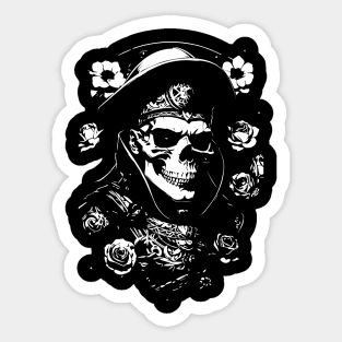 skull with roses design Sticker